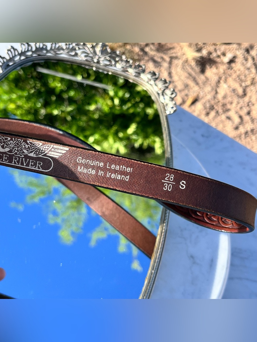 Vintage Lee River, Made in Ireland, Celtic, Brown Leather Belt, Silver Hardware - Picture 5 of 10